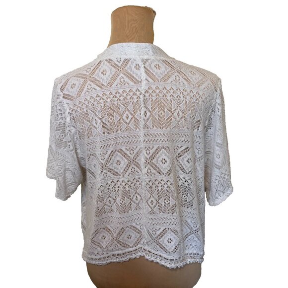 Hollister Women's White Lace Open Front Cardigan Swim Coverup One Size #185 - Picture 2 of 8